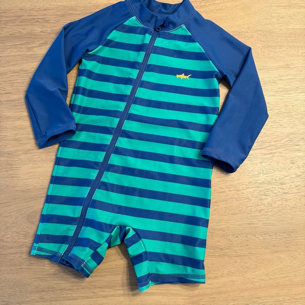 Carter's Blue and Green Striped Rashguard - Picture 2 of 7